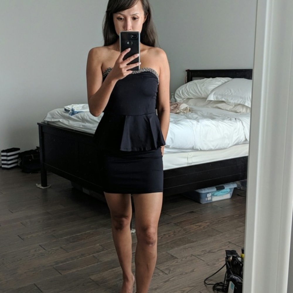 NWT ZARA STRAPLESS PEPLUM DRESS